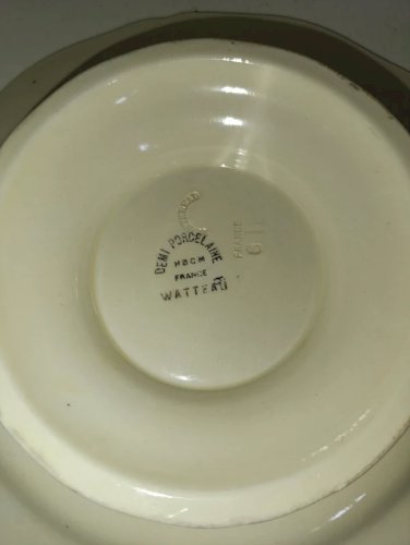 rare coupe sur pied Creil-Montereau demi porcelaine modèle de Watteau en bon état