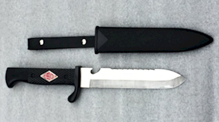 RARE DAGUE / POIGNARD SCOUT ALLEMAND TYPE H.J. DENTS DE SCIE POSTWW2 ORIGINAL