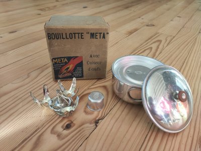 Rare Ensemble Bouillote "META" & Cuiseur d'Oeufs - Complet boîte d'origine