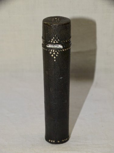 -RARE ETUI D'ARCHITECTE XVIIIe demi PIED de ROY COMPAS ARGENT ETUI GALUCHAT   D