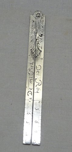 -RARE ETUI D'ARCHITECTE XVIIIe demi PIED de ROY COMPAS ARGENT ETUI GALUCHAT   D