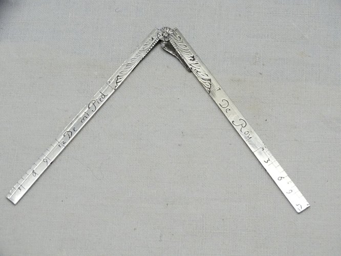 -RARE ETUI D'ARCHITECTE XVIIIe demi PIED de ROY COMPAS ARGENT ETUI GALUCHAT   D