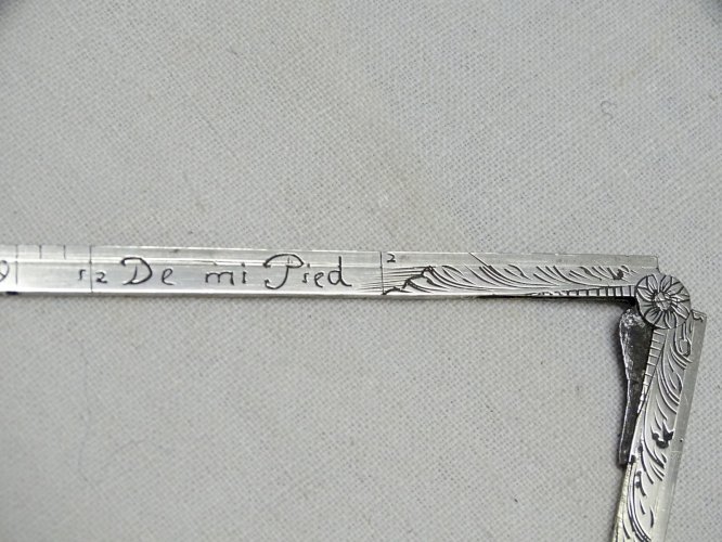 -RARE ETUI D'ARCHITECTE XVIIIe demi PIED de ROY COMPAS ARGENT ETUI GALUCHAT   D