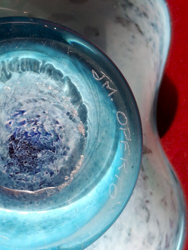 Rare grande coupe en verre Jean-Michel Operto signée de 23 cm