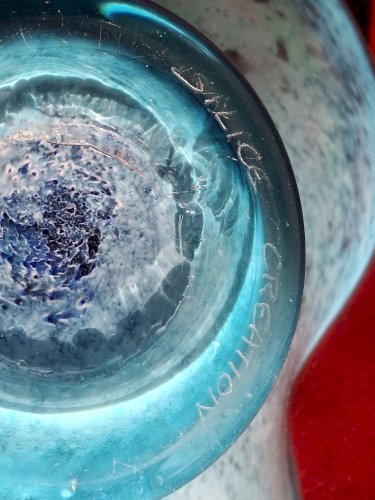 Rare grande coupe en verre Jean-Michel Operto signée de 23 cm