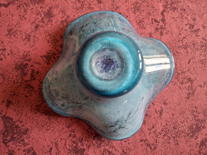 Rare grande coupe en verre Jean-Michel Operto signée de 23 cm