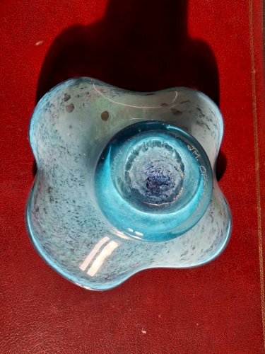 Rare grande coupe en verre Jean-Michel Operto signée de 23 cm