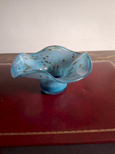 Rare grande coupe en verre Jean-Michel Operto signée de 23 cm