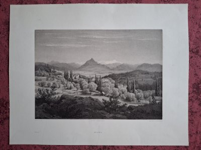Rare Gravure vue de Mornex Haute Savoie à côté de Annemasse original de 1866 très bon état