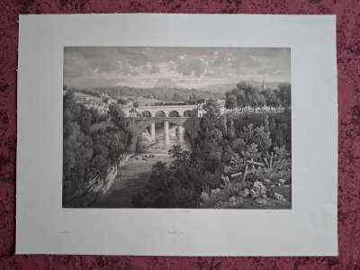 Rare Gravure vue de Rumilly Haute Savoie original de 1866 très bon état