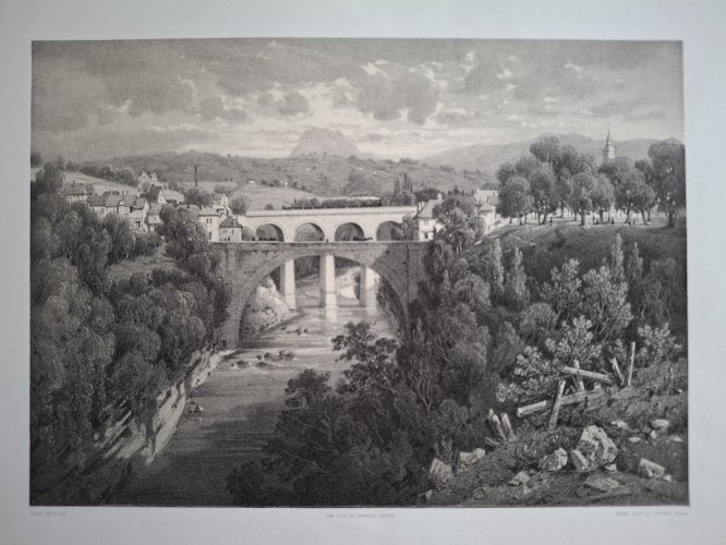 Rare Gravure vue de Rumilly Haute Savoie original de 1866 très bon état