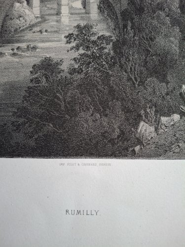 Rare Gravure vue de Rumilly Haute Savoie original de 1866 très bon état
