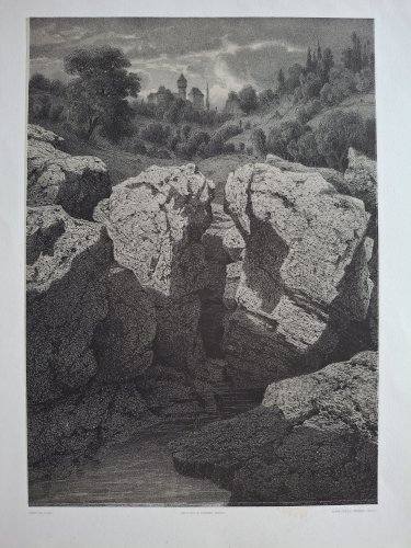 Rare Gravure vue des gorges de Montrottier près de Annecy Haute Savoie original de 1866 très bon état