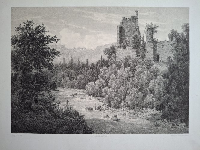 Rare Gravure vue du château de Boringes près de Annemasse Haute Savoie original de 1866 très bon état