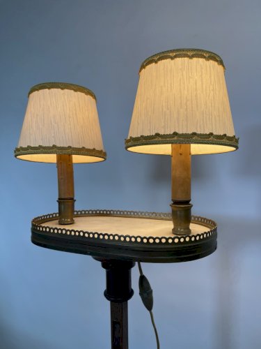 Rare GUÉRIDON porte Lumière Louis XVI Table Appoint En Acajou Hauteur Réglable