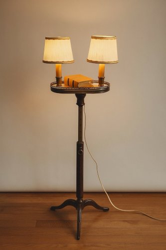 Rare GUÉRIDON porte Lumière Louis XVI Table Appoint En Acajou Hauteur Réglable