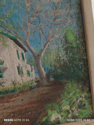 rare huile sur panneau représentant l'Hotel La Frenaie à Sefrou 1930