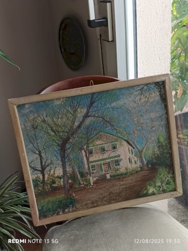rare huile sur panneau représentant l'Hotel La Frenaie à Sefrou 1930