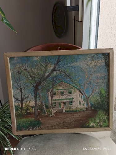 rare huile sur panneau représentant l'Hotel La Frenaie à Sefrou 1930
