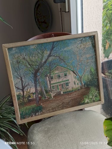 rare huile sur panneau représentant l'Hotel La Frenaie à Sefrou 1930