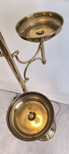 ✨? Rare Lampadaire vintage postmoderne en laiton doré – 3 soucoupes – 183 cm ? ✨ 