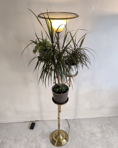 ✨? Rare Lampadaire vintage postmoderne en laiton doré – 3 soucoupes – 183 cm ? ✨ 