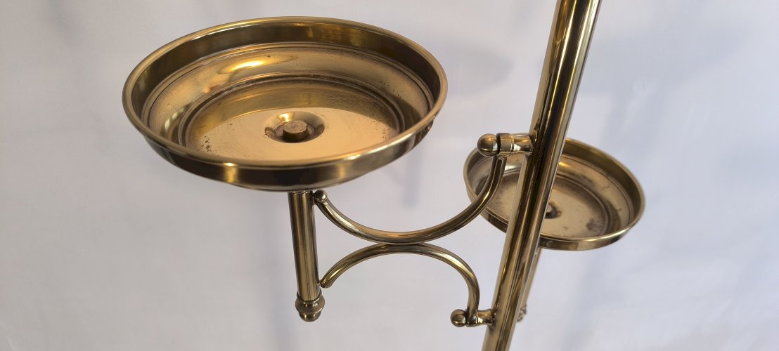 ✨? Rare Lampadaire vintage postmoderne en laiton doré – 3 soucoupes – 183 cm ? ✨ 