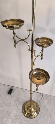 ✨? Rare Lampadaire vintage postmoderne en laiton doré – 3 soucoupes – 183 cm ? ✨ 