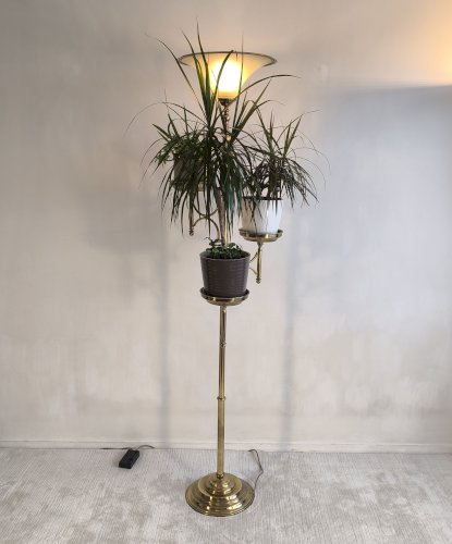 ✨? Rare Lampadaire vintage postmoderne en laiton doré – 3 soucoupes – 183 cm ? ✨ 