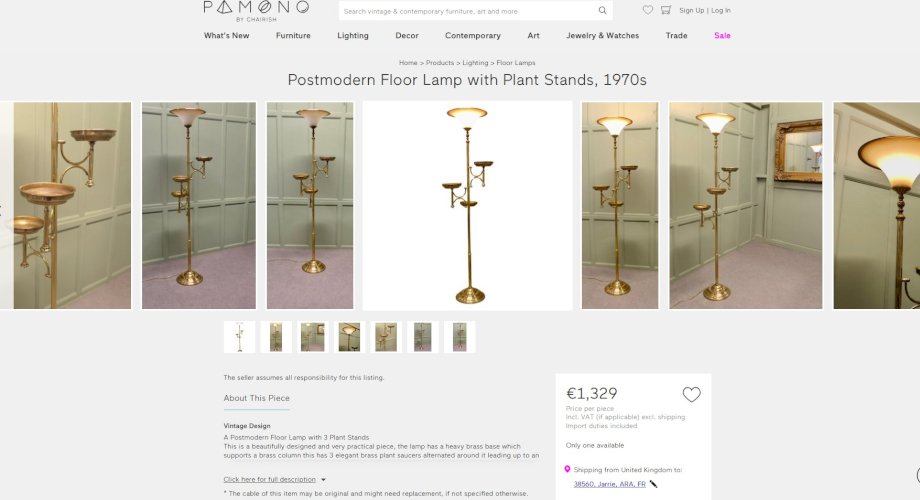 ✨? Rare Lampadaire vintage postmoderne en laiton doré – 3 soucoupes – 183 cm ? ✨ 