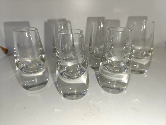 rare lot de 6 verre à shot ou liqueur peill et putzler vers 1950-1960 en cristal en bon etat