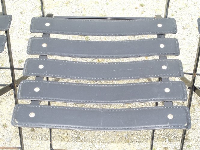 *RARE LOT DE TROIS CHAISES PLIANTES EN CUIR DU PAQUEBOT FRANCE 1960