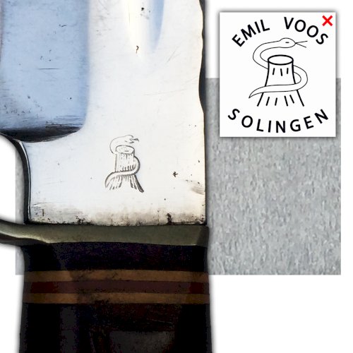 RARE & MASSIF POIGNARD - PAS SABRE - COUTEAU EMIL VOOS SOLINGEN ALLEMAND WW2 ORIGINAL