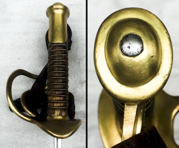 RARE & MASSIF SABRE PALASH SOUS-OFF. FRANCAIS, CAVALERIE LEGERE, JULIEN DEMERAT, XIX, ORIGINAL