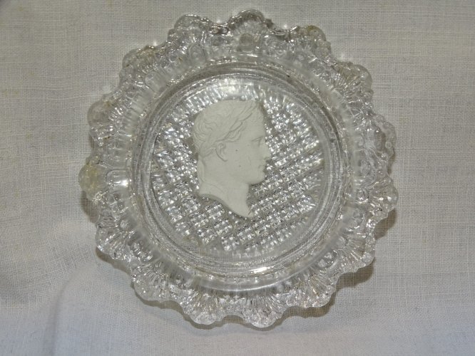 -RARE MEDAILLON BACCARAT LE CREUSOT 1er EMPIRE PROFIL A L'ANTIQUE XIXe   D
