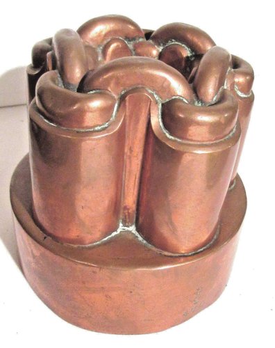 RARE Moule à gâteau XIXème, cuivre étamé: 10 maillons enchainés