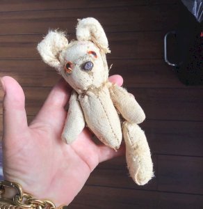 RARE tiny bear antique for doll 16 cm missing one leg