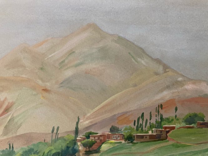 Rare  peinture Gouache 1944 Papier Fort Orientaliste Iran Orientalisme Art