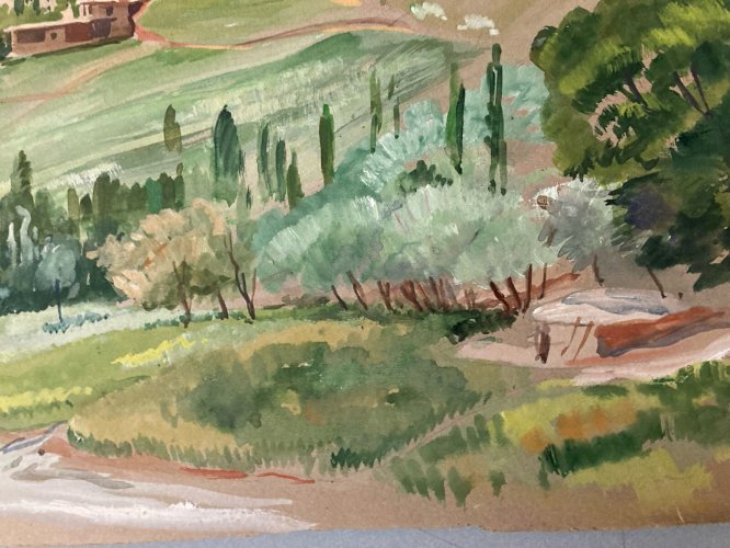 Rare  peinture Gouache 1944 Papier Fort Orientaliste Iran Orientalisme Art