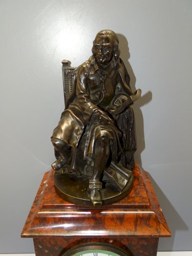 -RARE PENDULE XIX MOUVEMENT & BRONZE FONDEUR DELAFONTAINE CORNEILLE CAFFIERI