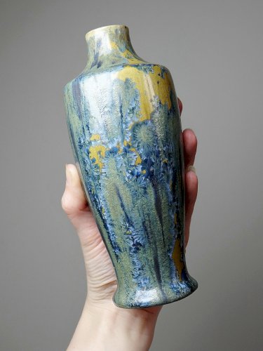 Rare petit vase ancien Alfred Renoleau grès émaux cristallins art déco