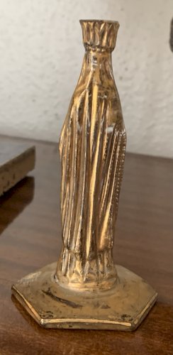 rare petite Vierge Notre Dame de Lourdes en verre doré à l'or XIXe
