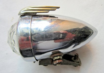 RARE Phare de vélo d'enfant 1940 - 50, métal chromé et laiton, verre à facettes