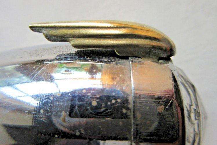 RARE Phare de vélo d'enfant 1940 - 50, métal chromé et laiton, verre à facettes