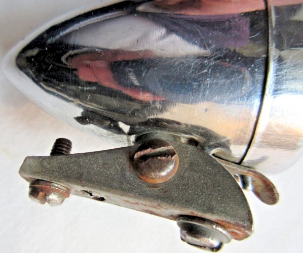 RARE Phare de vélo d'enfant 1940 - 50, métal chromé et laiton, verre à facettes