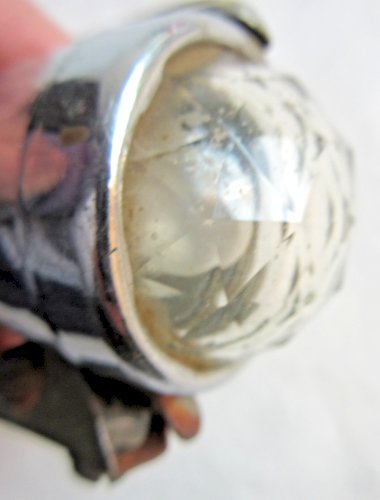 RARE Phare de vélo d'enfant 1940 - 50, métal chromé et laiton, verre à facettes