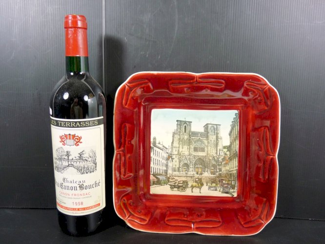 Rare Plat Carré Photocéramique Neurdein Frères & Sarreguemines Cathedrale Vienne