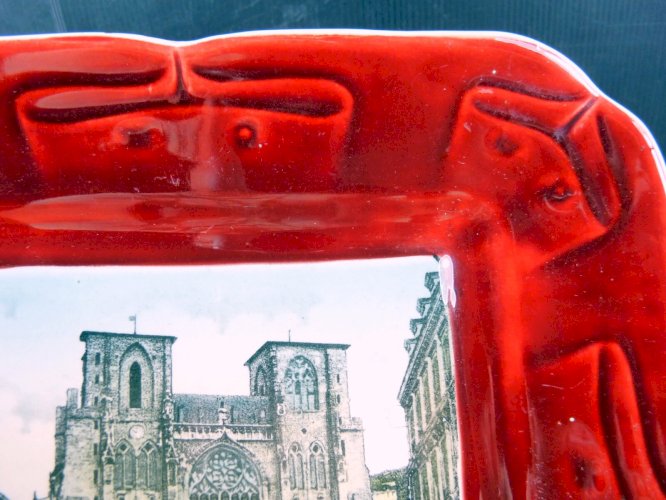 Rare Plat Carré Photocéramique Neurdein Frères & Sarreguemines Cathedrale Vienne