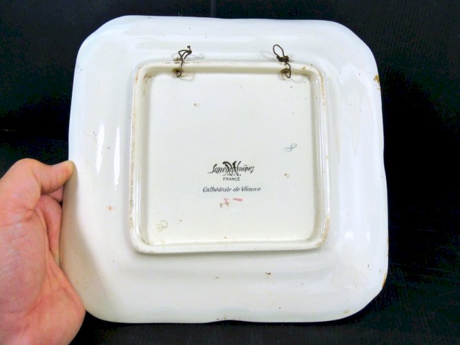 Rare Plat Carré Photocéramique Neurdein Frères & Sarreguemines Cathedrale Vienne