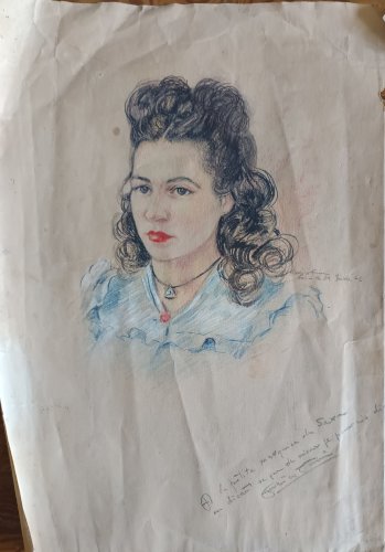 rare portrait de femme de 1944 signé Enrico Fumi 